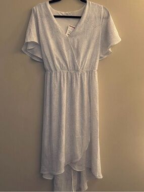 NWT Sienna Sky Women’s White High-Low Wrap Dress Size L